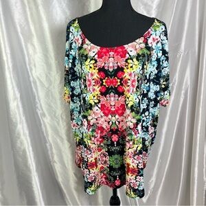Dressbarn Bold Floral Mirror Print Top | Art-Inspired Plus Size Blouse 2X